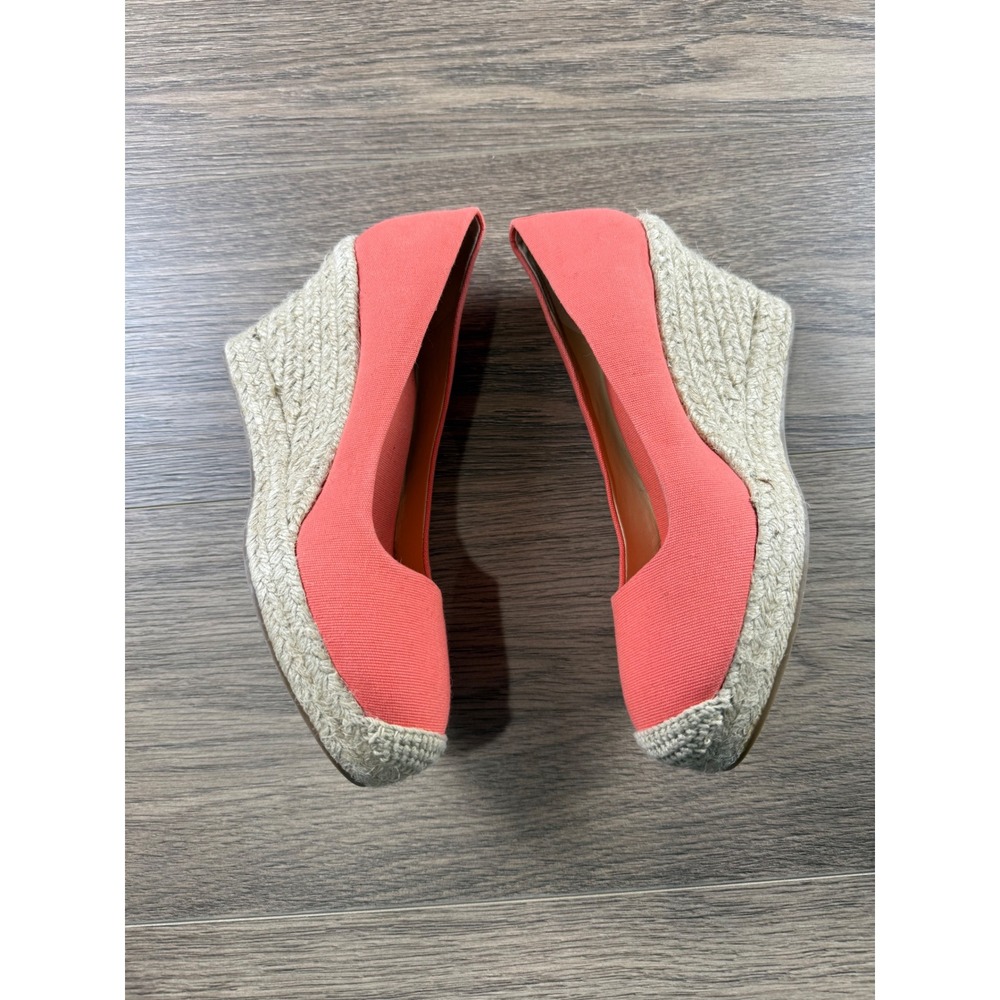 J.Crew Seville Women's Espadrille Wedges Coral Size 8 Spring Round Toe 3.5" Heel - Picture 10 of 12